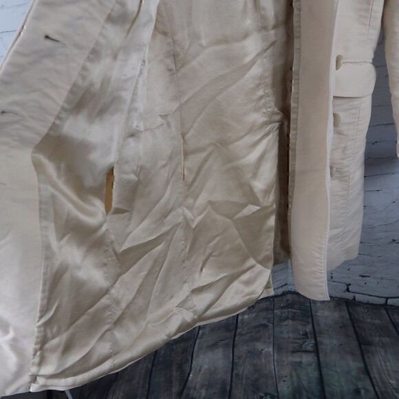 BANANA REPUBLIC CREAM FAUX SUEDE LONG SLEEVE BUTTON DOWN COAT SIZE XS - Picture 8 of 16